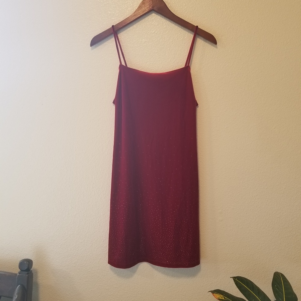 Vintage red velvet sparkly party mini dress